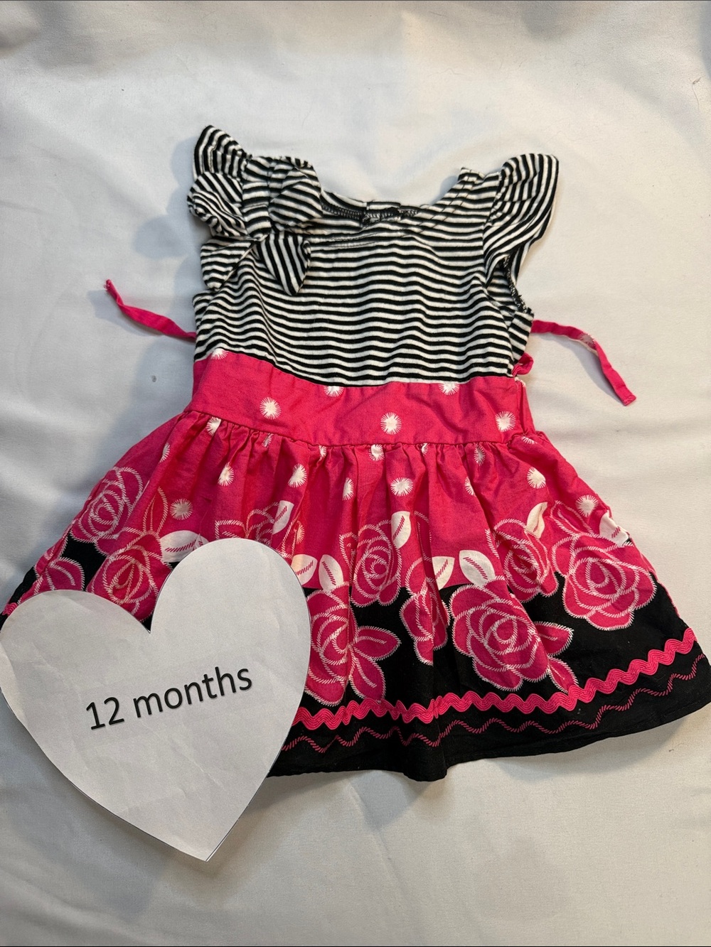 Newberry Striped Bodice Pink Rose Skirt Casual Dress for Toddler